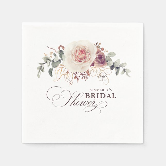 Earthy Shade Flowers Elegant Boho Any Party Napkin (Front)