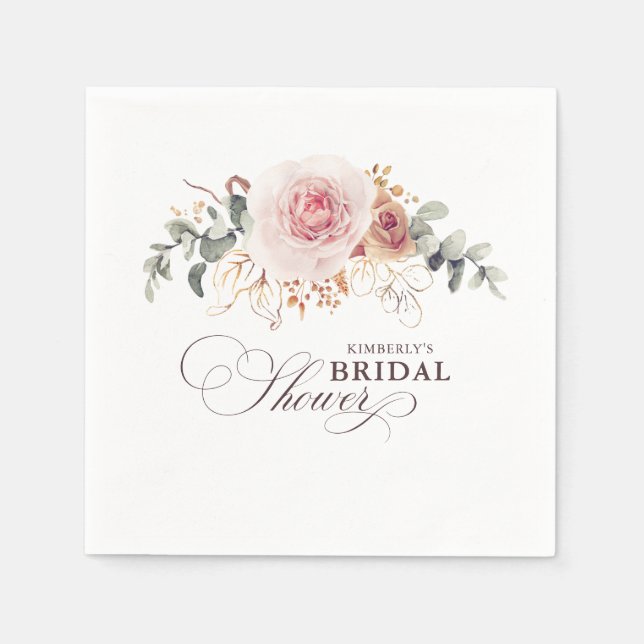 Earthy Shade Flowers Elegant Boho Any Party Napkin (Front)