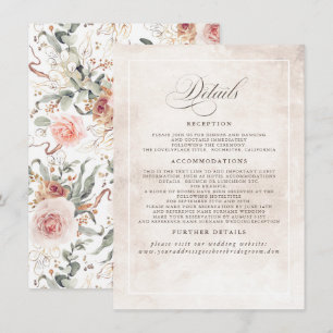 Earthy Shade Flowers Elegant Boho Wedding Details Enclosure Card