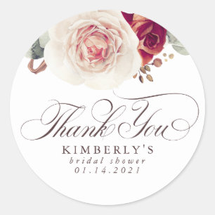 Earthy Shade Flowers Elegant Thank You Classic Round Sticker