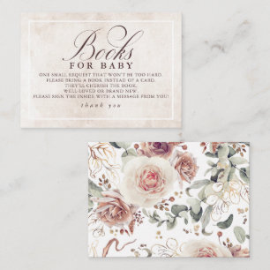 Earthy Shades Floral Elegant Books For Baby Enclosure Card