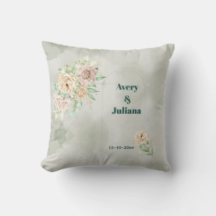 Earthy Shades Flowers Boho Elegant Sage Green Cushion