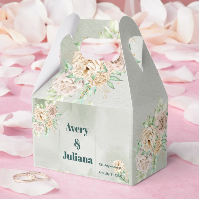 Earthy Shades Flowers Boho Elegant Sage Green Favour Box (Wedding)
