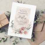 Earthy Shades Flowers Boho Elegant Wedding Invitation<br><div class="desc">This elegant wedding invitation with its natural earthy colours palette and sophisticated botanical watercolor flowers design is a perfect way to invite your friends and family to celebrate your special day. The chic bohemian script typography gives it an extra sweet touch. The soft pastel colours of this invitation are a...</div>