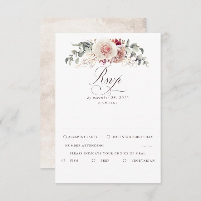 Earthy Shades Foliage Boho Wedding RSVP (Front/Back)