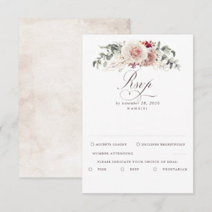 Earthy Shades Foliage Boho Wedding RSVP Card