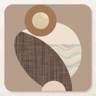 Earthy Shapes Square Paper Coaster