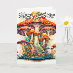Earthy Sprouting Mushroom Hut Illustration Card