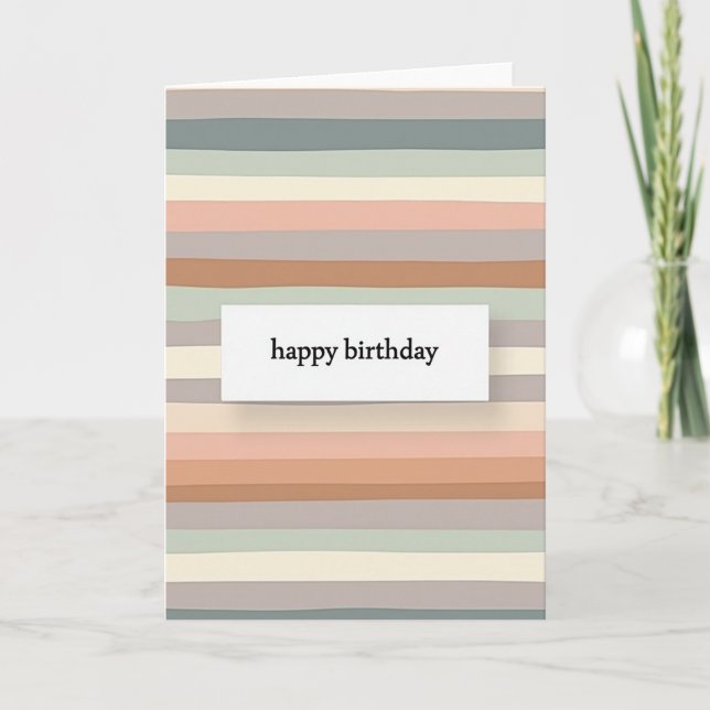 Earthy Stripes Birthday Card (Front)