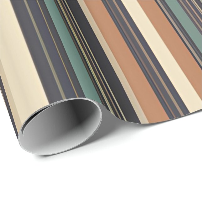 Earthy Stripes Midcentury Modern Gift Wrap (Roll Corner)