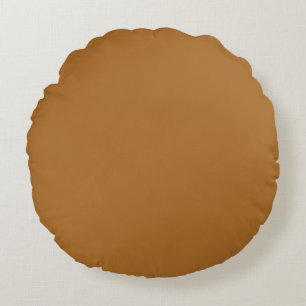 Earthy Sudan Brown Neutral Solid Colour Print Round Cushion