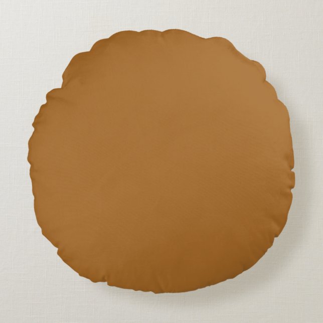 Earthy Sudan Brown Neutral Solid Colour Print Round Cushion (Front)