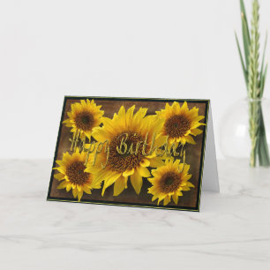Earthy Sunflowers Happy Birthday Card