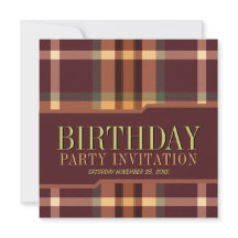 Earthy Tartan Plaids Birthday Party Invitations
