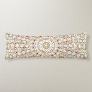 Earthy Taupe and Rust Mandala Pattern Body Cushion