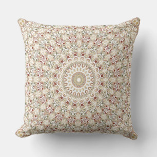 Earthy Taupe and Rust Mandala Pattern Cushion