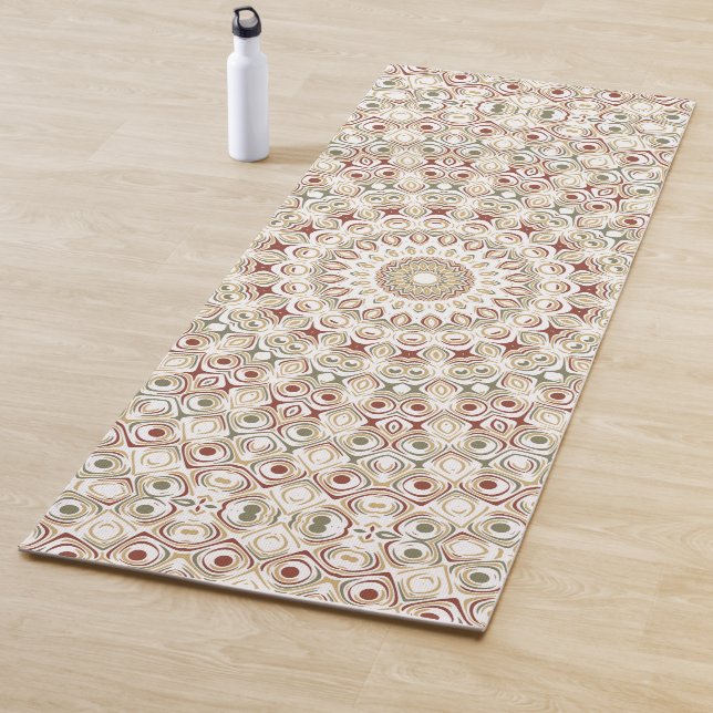 Earthy Taupe and Rust Mandala Pattern Yoga Mat (In Situ)