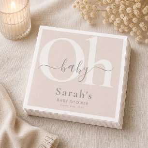 Earthy Taupe Boho Chic Oh Baby Shower Baby Shower Napkin