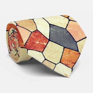 Earthy Terracotta and Slate Grey Stone Mosaic Tie