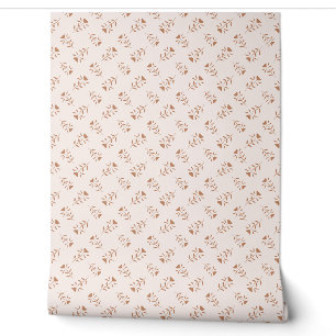 Earthy Terracotta Baby Nursery Floral Pattern Wallpaper