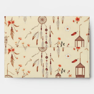 Earthy Terracotta Dreamcatcher Boho Wedding Envelope