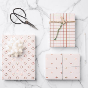 Earthy Terracotta Gift Wrap Set Modern Boho 3 Pack