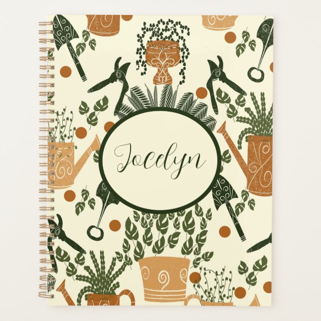 Earthy Terracotta & Green Plant: Garden Lover's Planner (Front)
