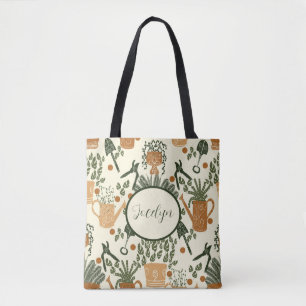 Earthy Terracotta & Green Plant: Garden Lover's Tote Bag