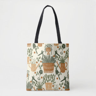 Earthy Terracotta & Green Plant: Garden Lover's Tote Bag