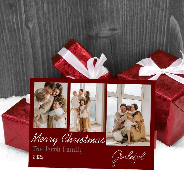 Earthy three Photo Collage Year Christmas Holiday (Creator Uploaded)