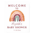Earthy Tone Boho Rainbow Baby Shower Welcome Sign 