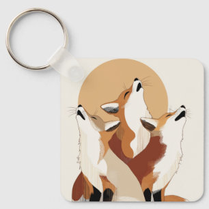 Earthy Tone Fox Pack Aesthetic Keychain