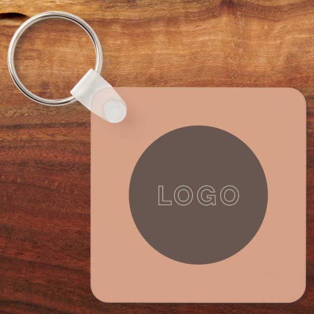 Earthy Tone Logo QR Code Double Sided Keychain (Front)