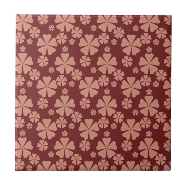 Earthy Tone Muted Brown Floral Abstract Tile (Front)