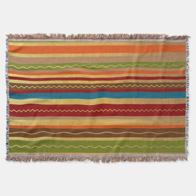 Earthy Tone Stripes Throw Blanket (Front)