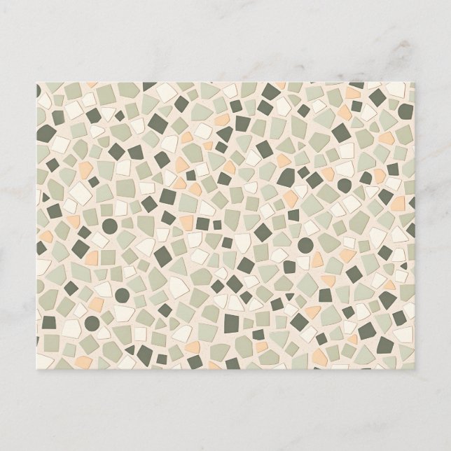Earthy Tone Terrazzo Pattern Modern Mosaic  Postcard (Front)
