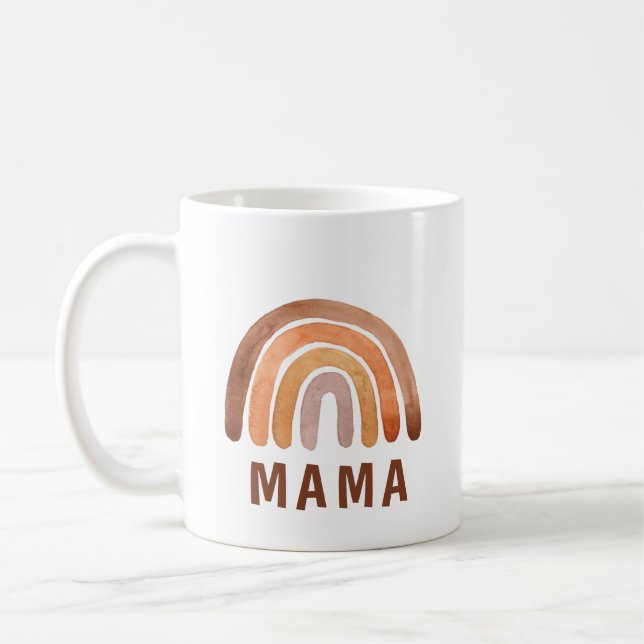 Earthy Tone Watercolor Boho Mama  Coffee Mug (Left)