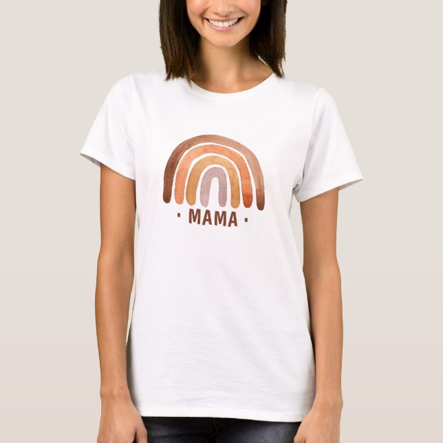 Earthy Tone Watercolor Boho Mama  T-Shirt (Front)
