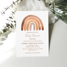 Earthy Tone Watercolor Boho Rainbow Baby Shower