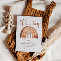 Earthy Tone Watercolor Boho Rainbow Baby Shower