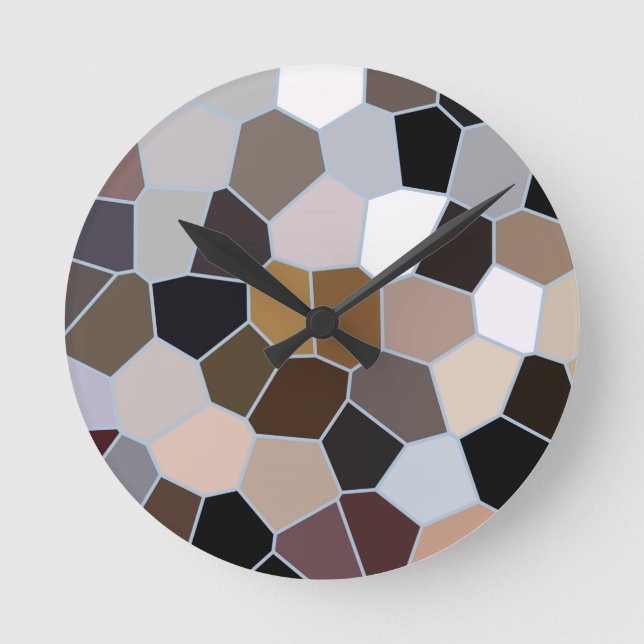 Earthy Toned Mosaic Pattern  Round Clock (Front)