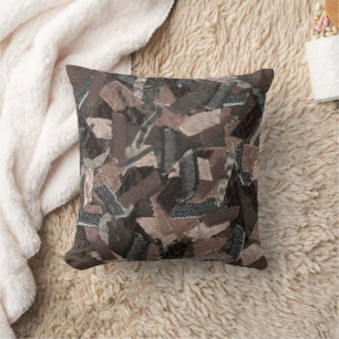 Earthy-tones abstract geometric ribbon textured  cushion