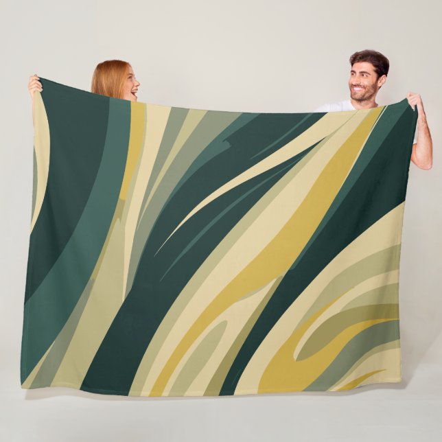 Earthy Tones Abstract Swirl Design Fleece Blanket (In Situ)