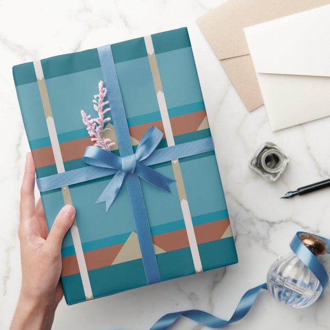 Earthy Tones and Blue Wrapping Paper (Gifting)