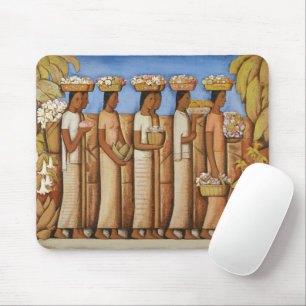 Earthy Tones Art Deco Mexican Indigenous Women Mouse Mat