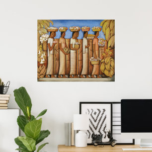 Earthy Tones Art Deco Mexican Indigenous Women Poster