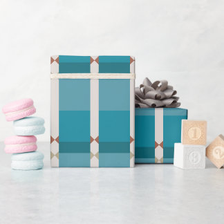 Earthy Tones Blue Brown Grey Elegant Geometric Art Wrapping Paper