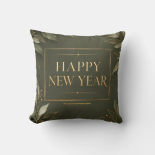 Earthy Tones Happy New Year holiday Greeting Cushion
