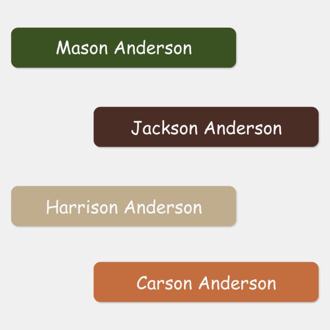 Earthy tones Name labels for boys water proof  (Group)