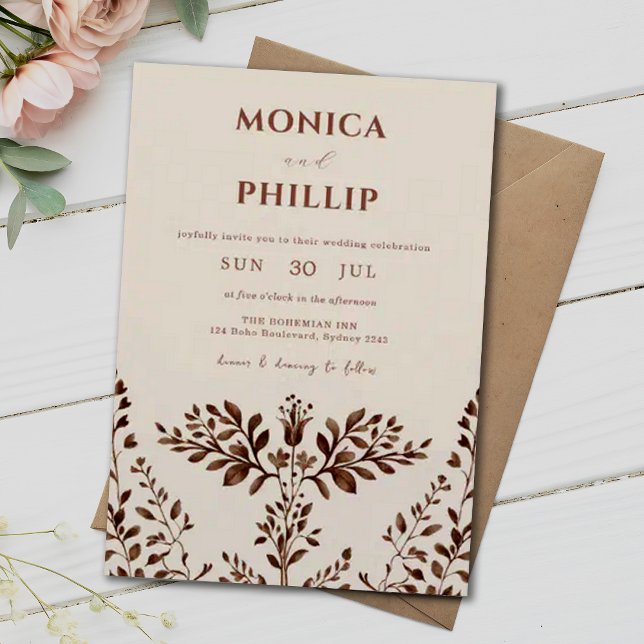 Earthy Tones Rustic Autumn Bloom Wedding Invitation (Creator Uploaded)